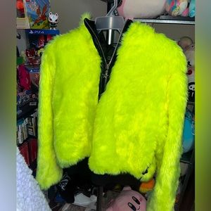 Fuzzy Fur Cropped Coat in Yellow